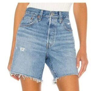 Levi's 501 Mid Thigh Blue Denim Jean Shorts Size 26